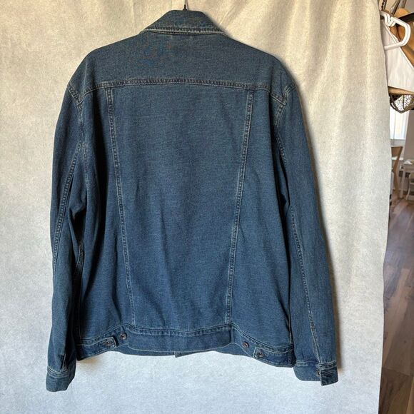 Faherty Men’s XL Denim Jacket Dark Blue Cotton Button Up Casual Classic - Picture 3 of 7